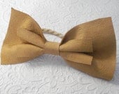 Leather bow scrunchie ponytail holder- yellow