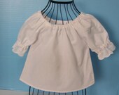 Peasant Blouse - White - Girls- 3/4 Sleeve - Eyelet Trim
