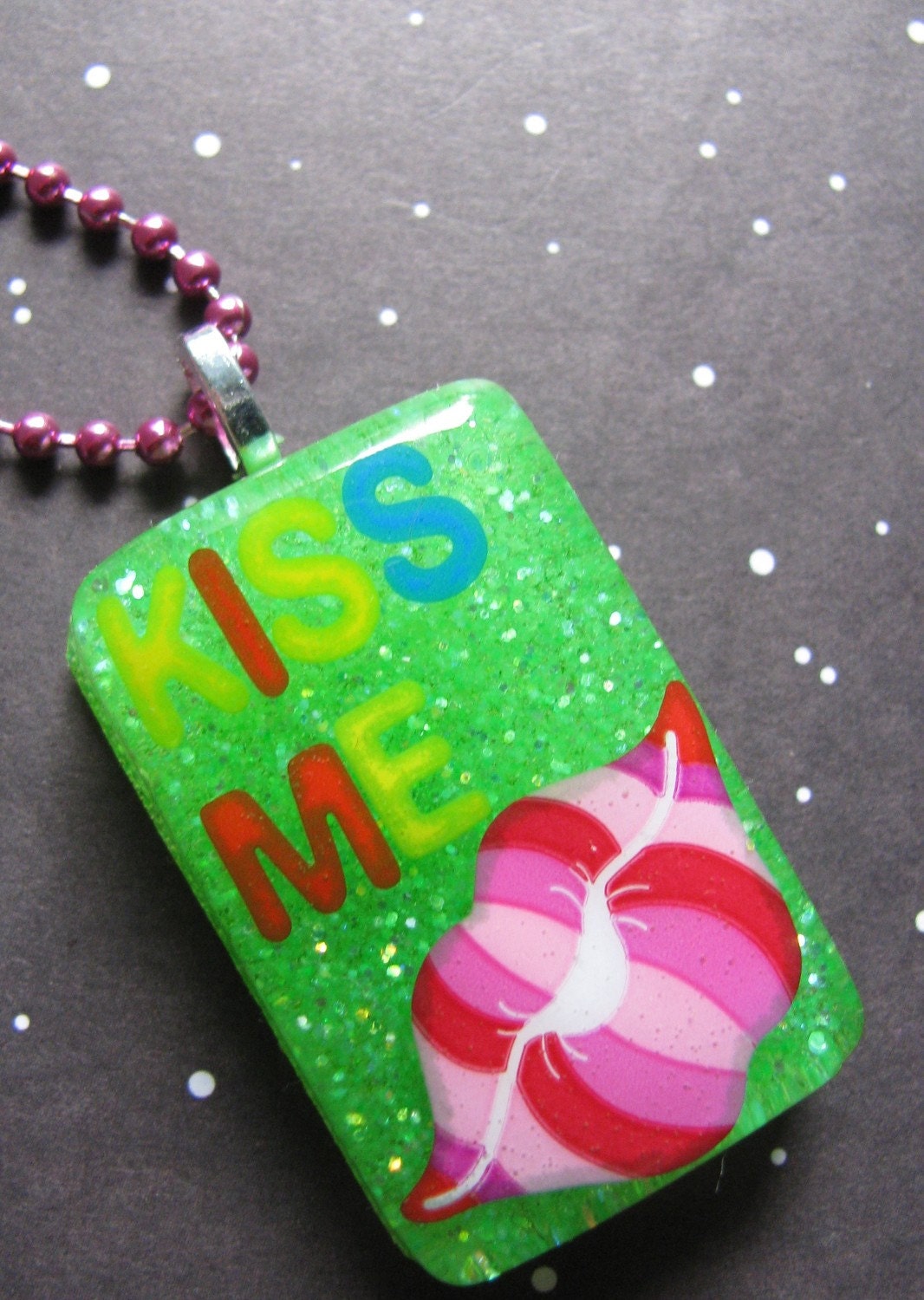 Kiss Me Lips Resin Necklace