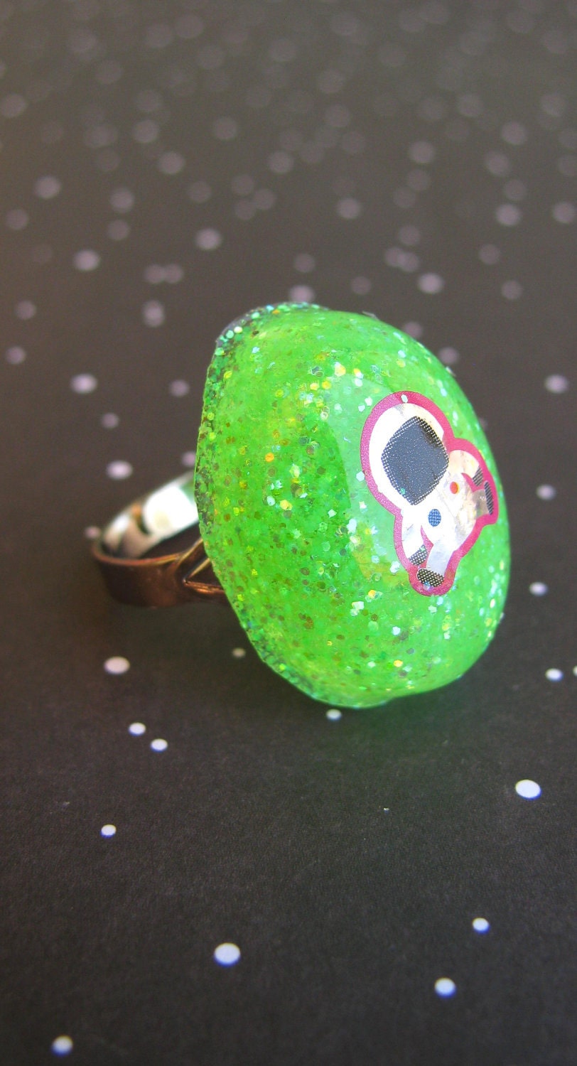 Silver Space Astronaut Resin Ring