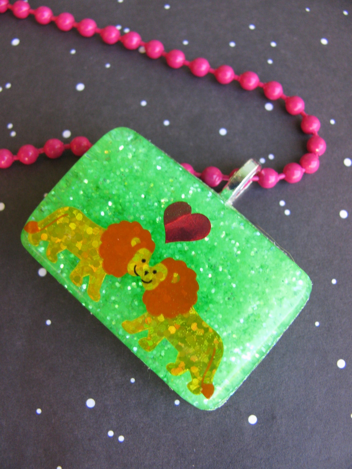 Lions In Love Resin Necklace 
