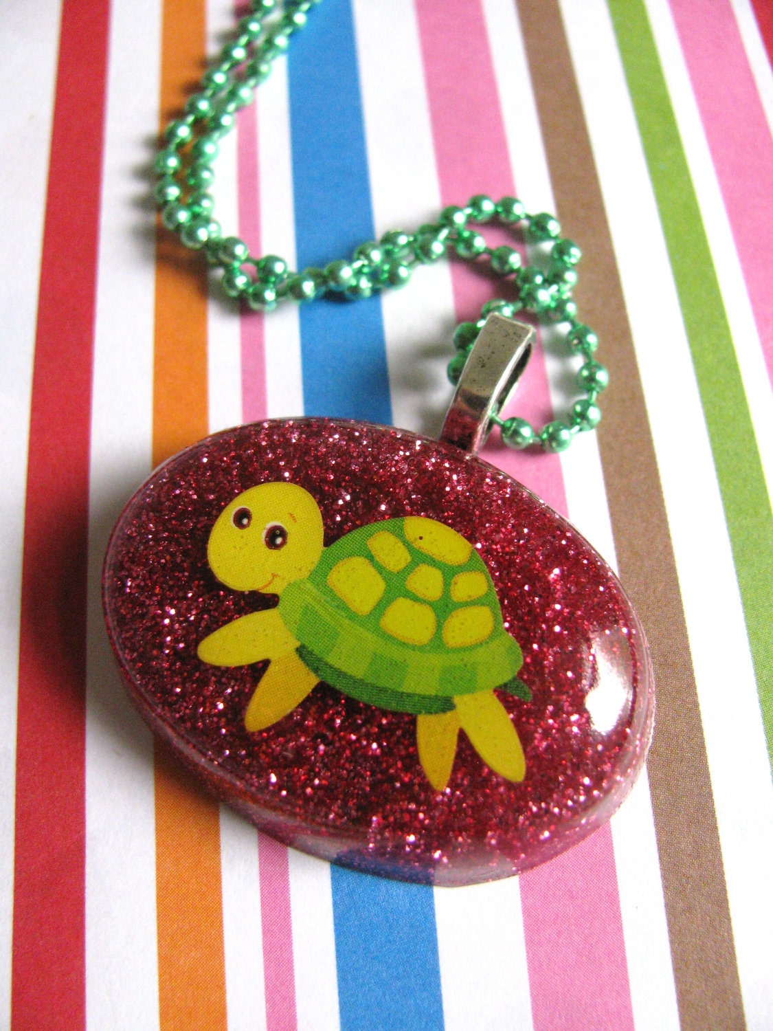 Yellow turtle Resin Necklace 