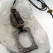 Urban Primitive Boro Portal Pendant - Steel, Bronze and Bone Fossil "OOAK" Pendant