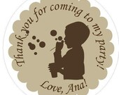 Personalized Party Stickers, Goody Bag Stickers, Party Favor Stickers, Boy, Girl Silhouettes
