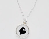 Silhouette Charm Necklace - 1 charm - Sterling Silver Charm - Gift for Mom, Bridesmaids gift, His and Her Silhouettes, Wedding Gift