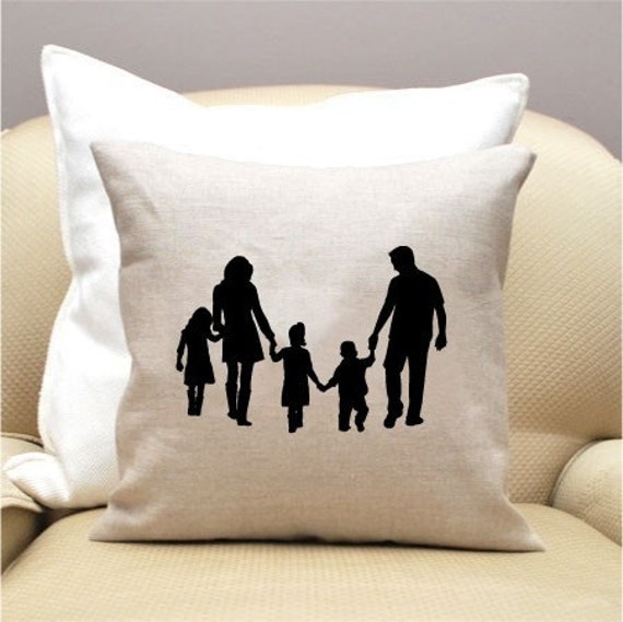 Custom Silhouette Pillow - Accent Pillow - Family Silhouette 14x14