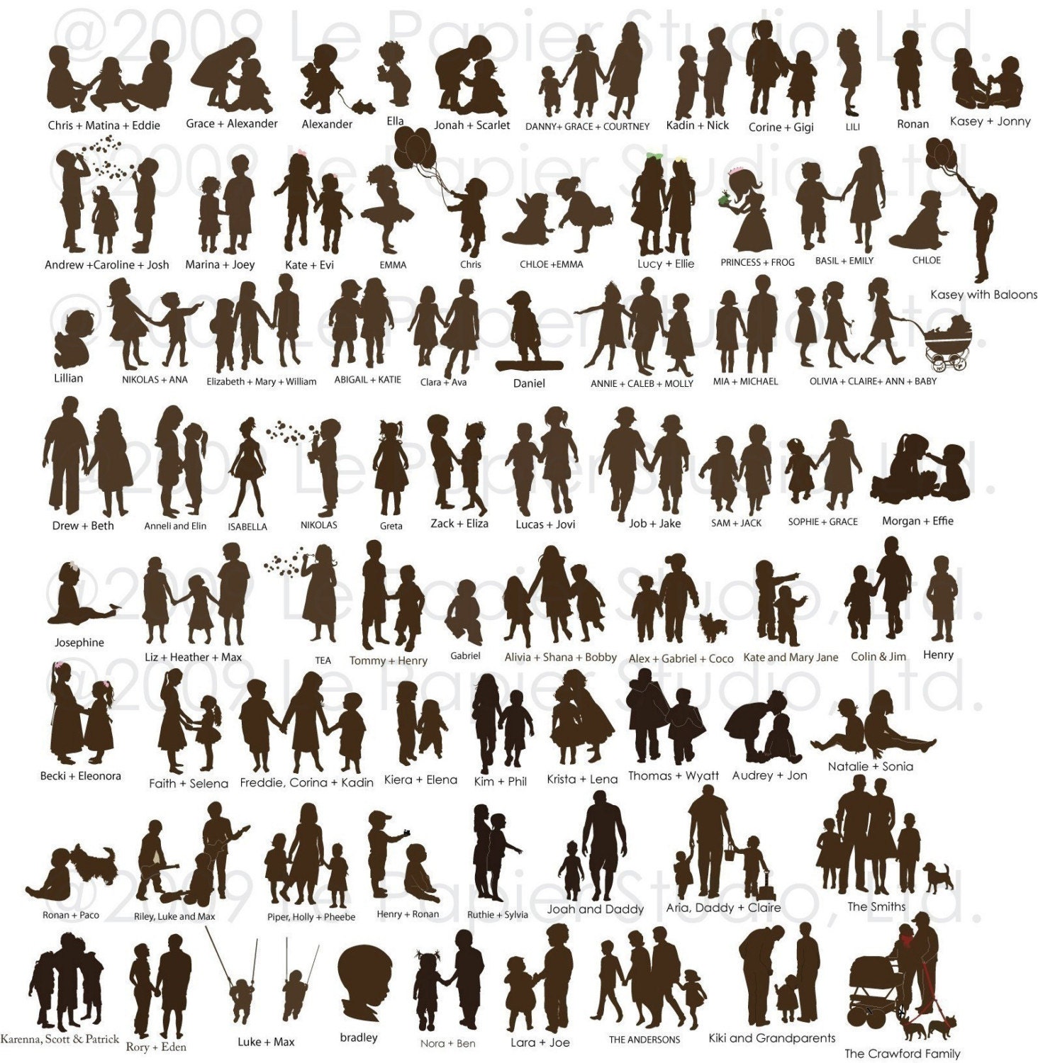 Children's Silhouette Wall Art, Fun at the Beach, 8x10, Nursery Room Decor, Name print