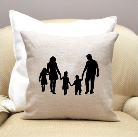 Custom Silhouette Pillow - Accent Pillow - Family Silhouette 14x14