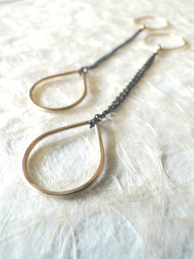 Floating Drop Earrings - Black and Gold