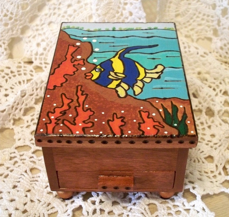 Wood Angel Fish Jewelry Box