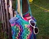 Rainbow Tye Dye No Droop Cotton Beach Bag