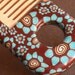 Chocolate, Peppermint Petite Flowers on the Wooden Comb, Natural Beech....