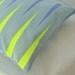Teal blue modern decorative lumbar pillow with neon yellow details-Surfing with Fabrics-