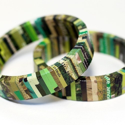 Urban Camo Recycled Magazine Eco Friendly Bangle Bracelet
