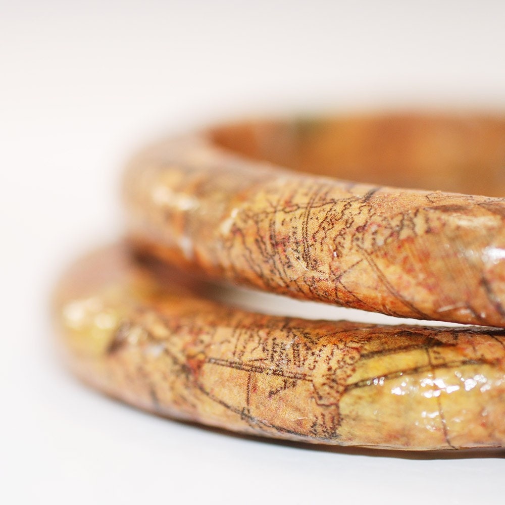 Eco-Friendly Map Bangle Bracelet - Old World Traveler
