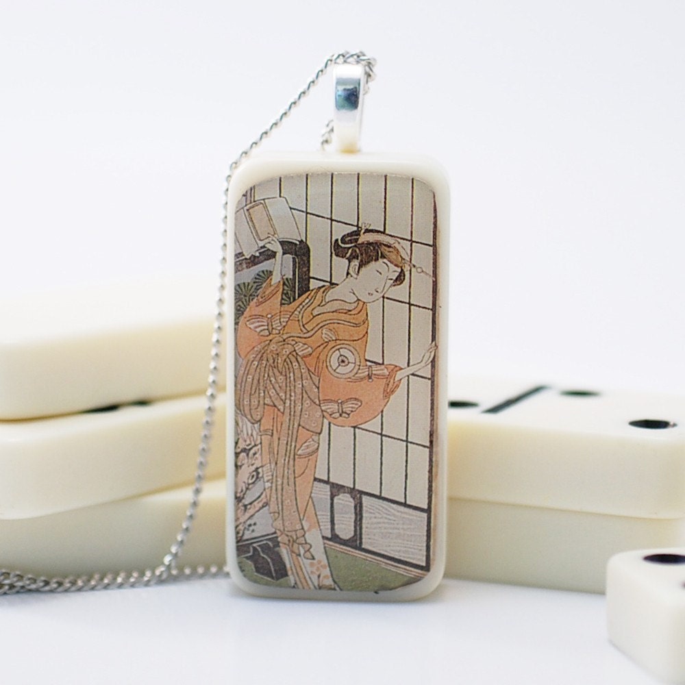 Clearance Sale Recycled Domino Pendant - Madame Butterfly