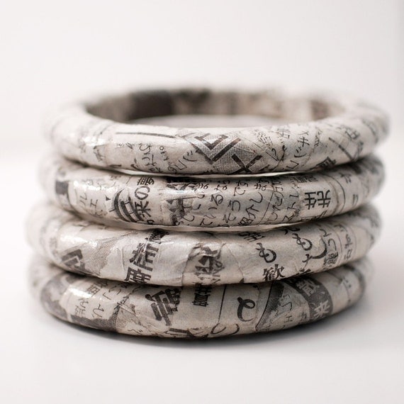 Eco-Friendly Bangle Bracelet - Recycled Japanese Newspaper