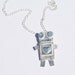 Lovebot Fine Silver Robot Pendant with sterling silver chain