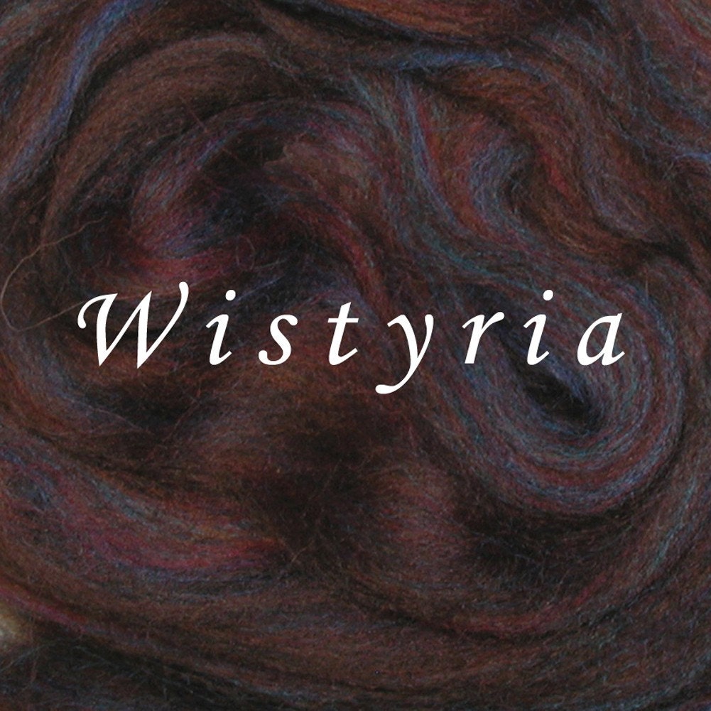 Wistyria Wool Roving - Corriedale Wool - 1 ounce - MAHOGANY VARIEGATED