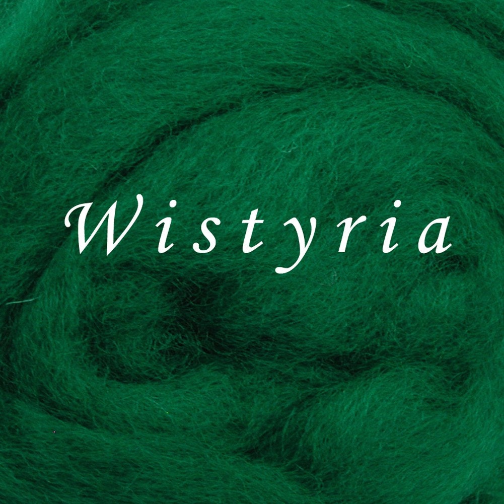 Wistyria Wool Roving - Corriedale Wool - 1 ounce - GREEN
