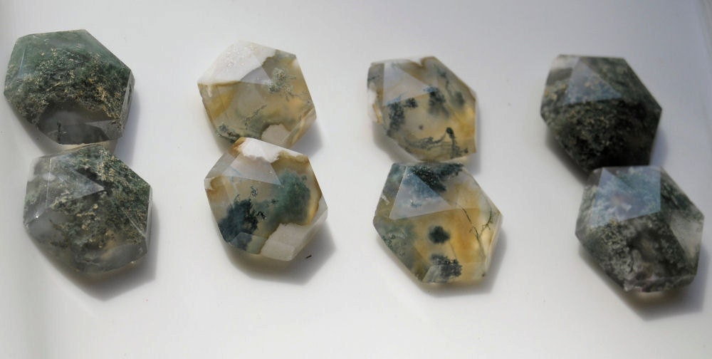 Solar Quartz Hexagon Briolettes, pair, 10-12x15-17mmn