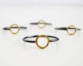 Black & 18k Gold Circle Ring