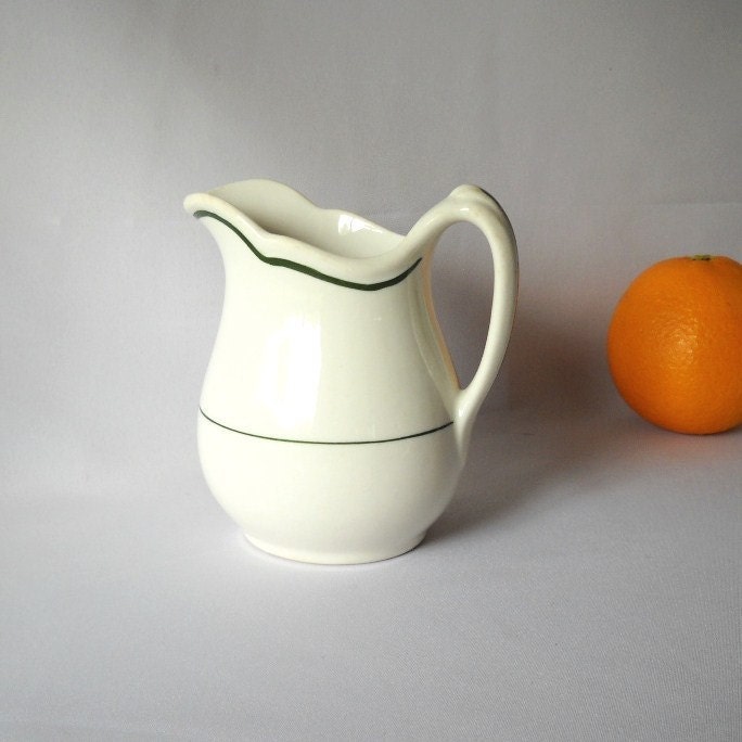 Vintage Walker China Pitcher Vitrified Diner Ware Shabby Chic Retro Kitchen Ohio Minimalist