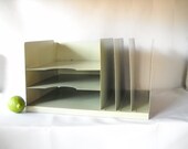 Vintage File Box Metal Out Box  Faux Bois Office Storage Home Organization Industrial Chic