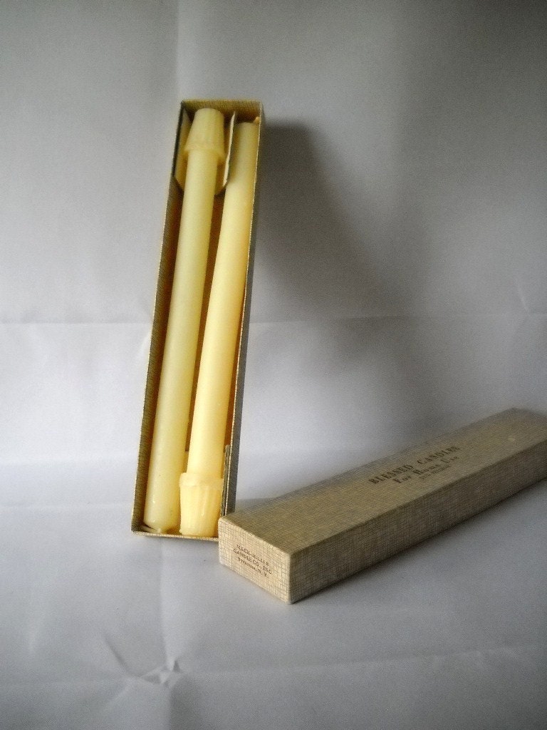 Vintage Candles Blessed Candles Catholic Candles Religious Ceremonial Beeswax Candles Sacrament of the Sick Extreme Unction