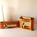 Vintage Wood Box Phone Message Box Cigarette Box Desk Set