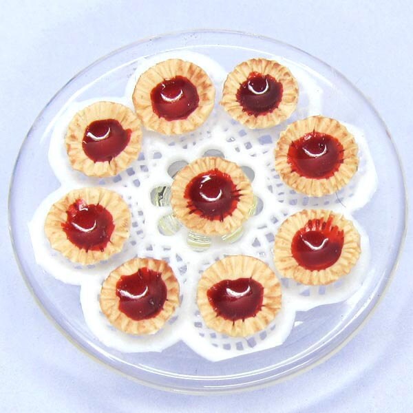 Nine jam (jelly) tarts Dollhouse miniature food