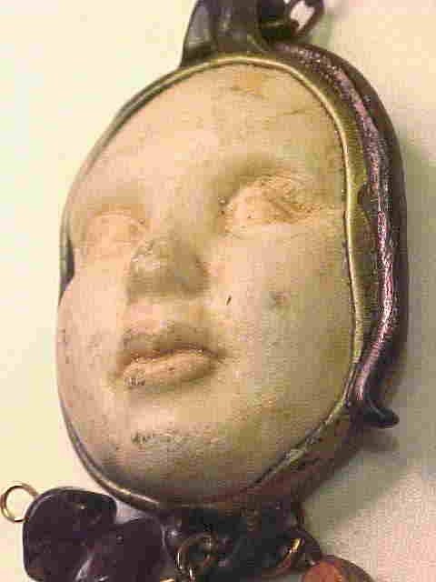 MYSTERIOUS BABY FACE--LITTLE LOST ANGEL OR---GOTHIC NECKLACE--OLD REWORKED ESTATE JEWELRY. OOAK