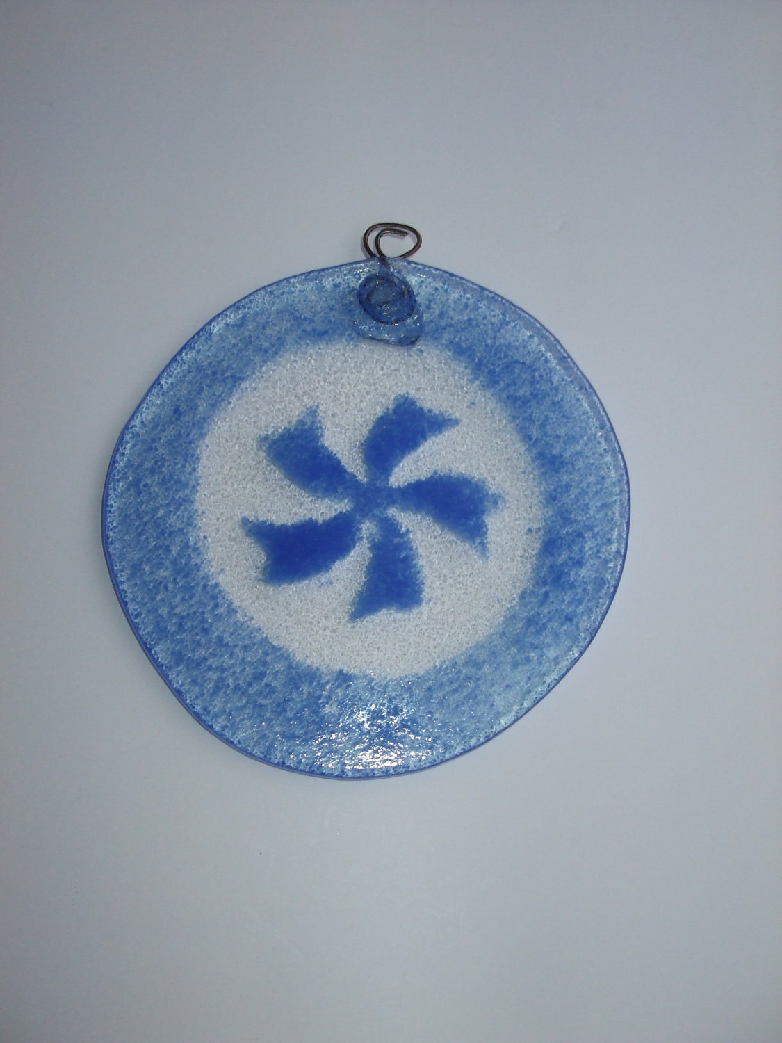 Pinwheel Blue Stained Glass Ornament