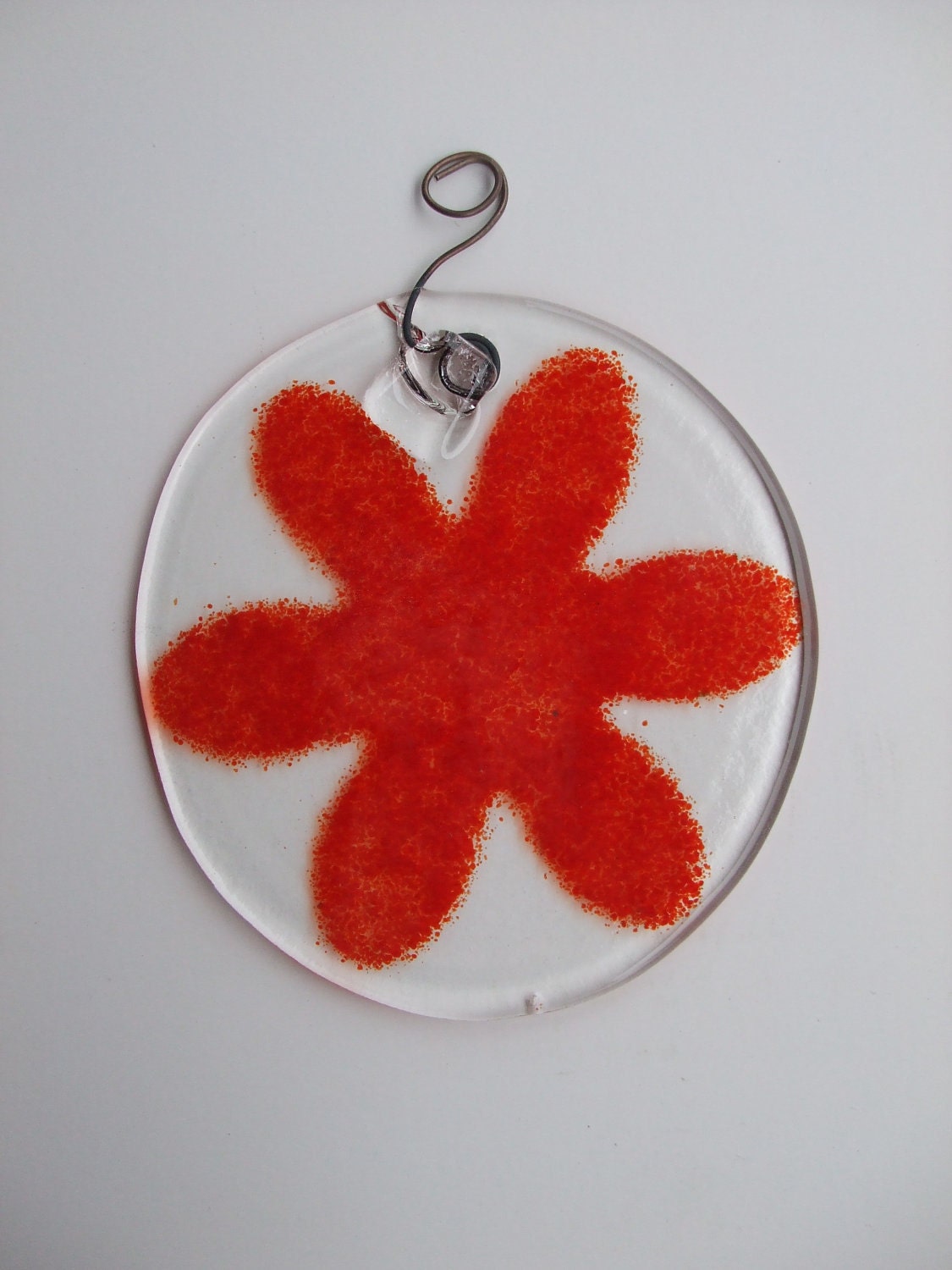 Red Flower Stained Glass Ornament