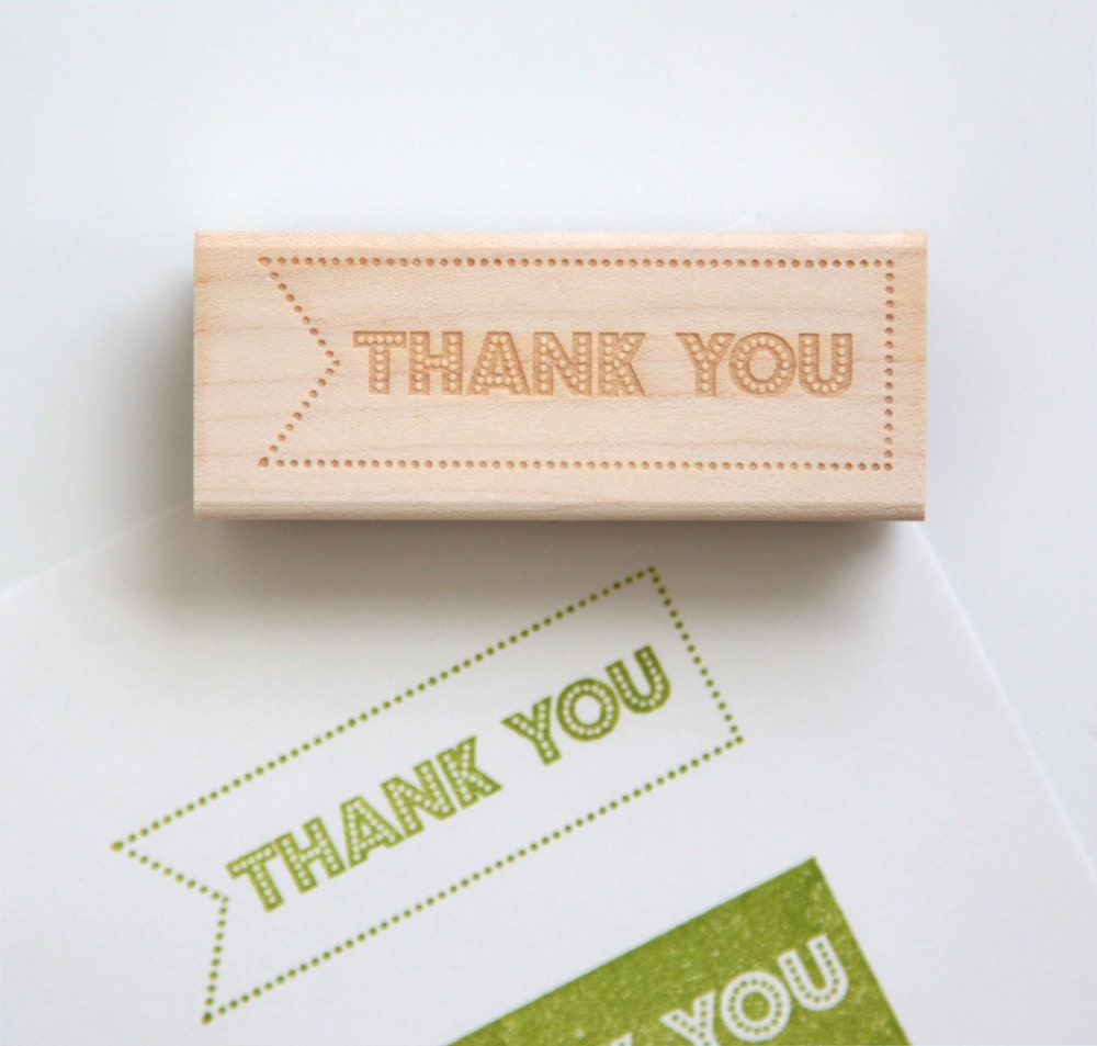 Thank You Rubber Stamp (Wood Mounted), Original Modern Typographic Design