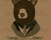 Mr Alexander Bear (Green) Printable Clip Art 5X7