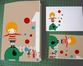 Digital Printable Set for nursery art, card making, digital scrapbooking - Bubble Boy