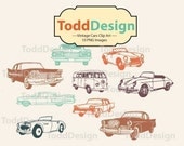 Vintage Cars -- Digital Clip Art for wedding invitations, baby shower, cards and more
