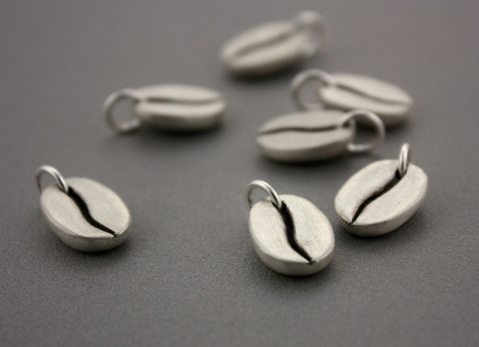 Coffee Lover Charm - Sterling Silver Coffee Bean Charm/Pendant Only