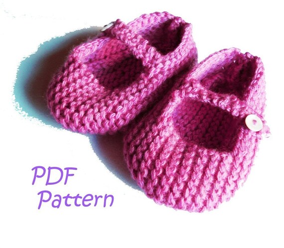 PDF Knitting Pattern for Mary Jane Baby Shoes 1218 by WildKittens