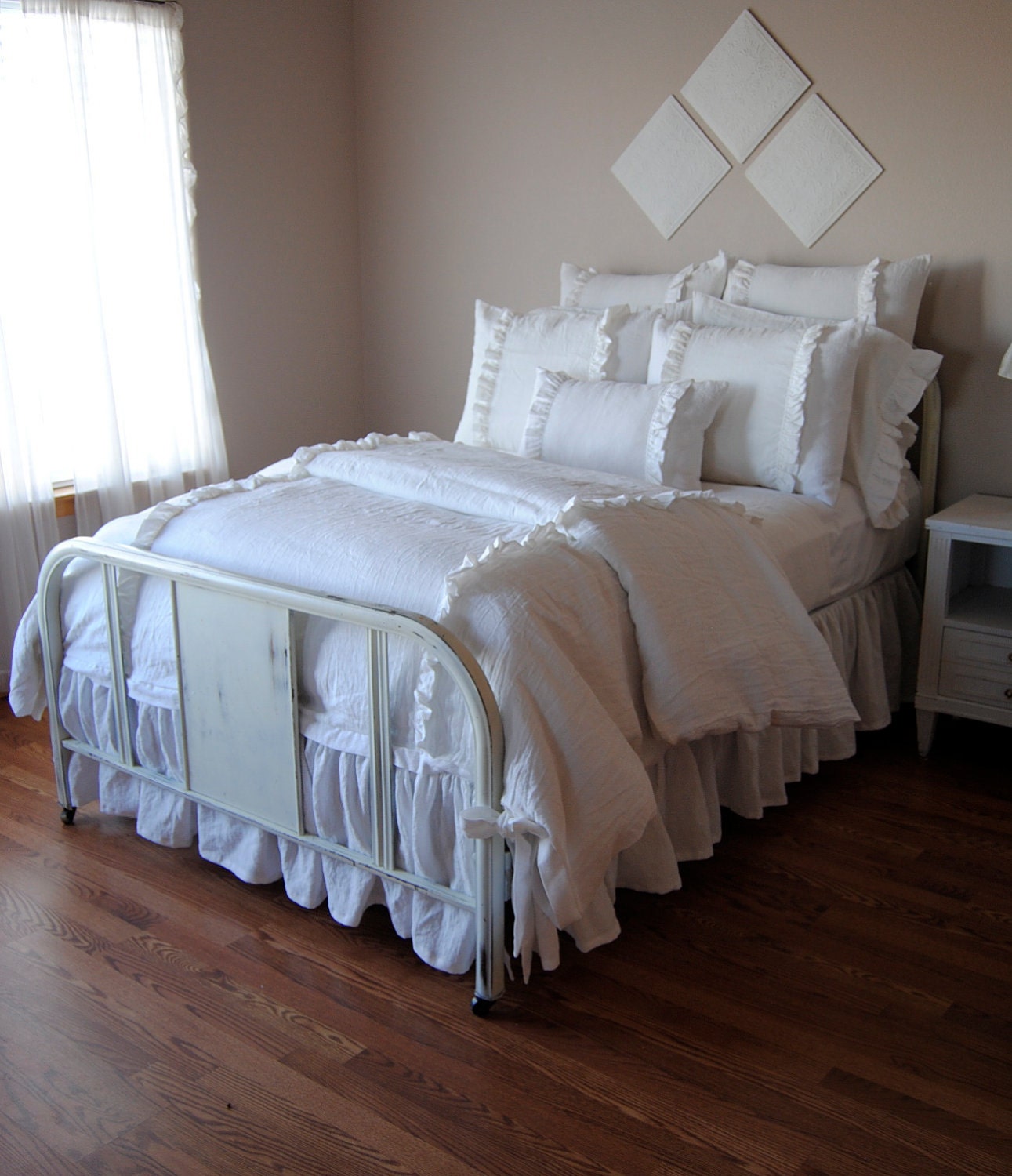 Twin Size Ruffled Bedskirt-Maisie Linen Bedding Collection