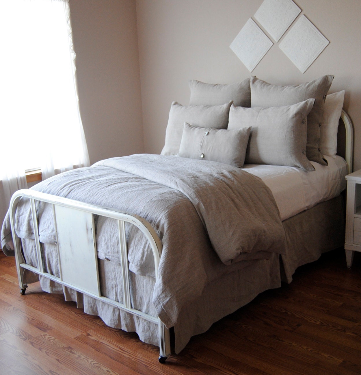 King Size Kick Pleat Bedskirt-Pearl Linen Bedding Collection