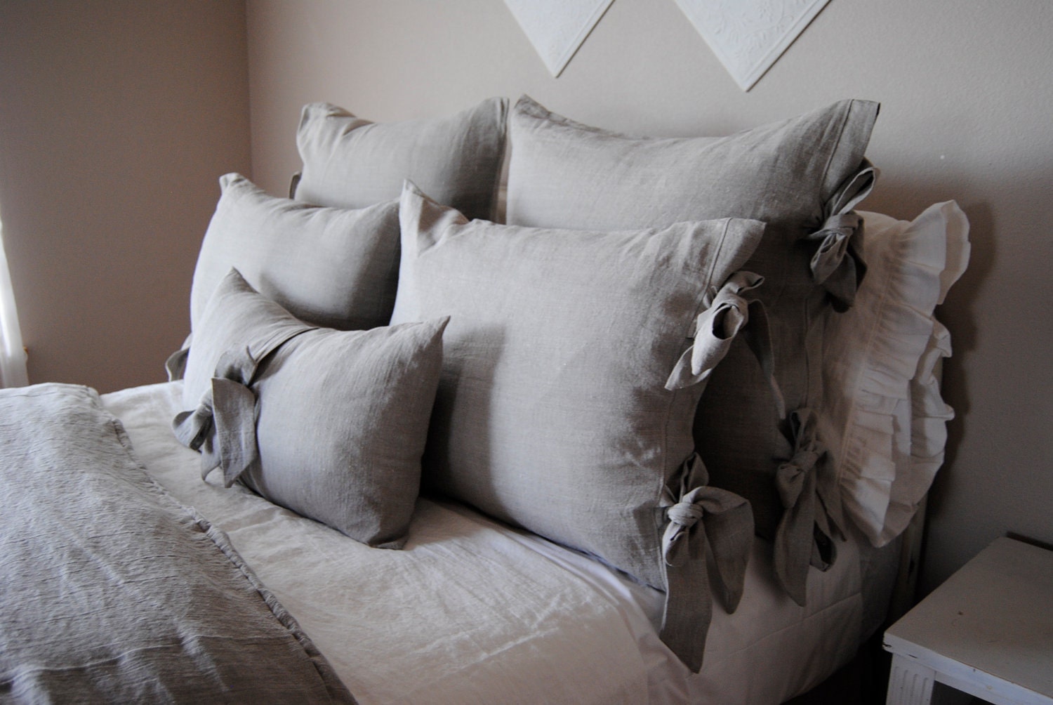 Queen Size Sham-Olive Linen Bedding Collection