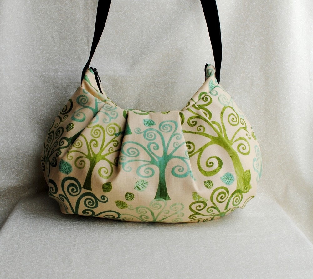 Pleated Bag - Allover Trees in Parchment - Last One