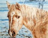 My awesome palomino horse, Hershey - 8 x 10 print of my watercolor painting