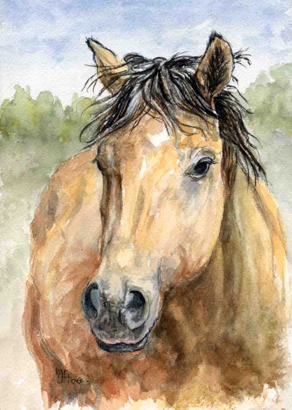 This pretty buckskin mare reminds me of Dale Evans horse - Buttermilk - Sugar is a 5 x 7 inch print of my original watercolor painting