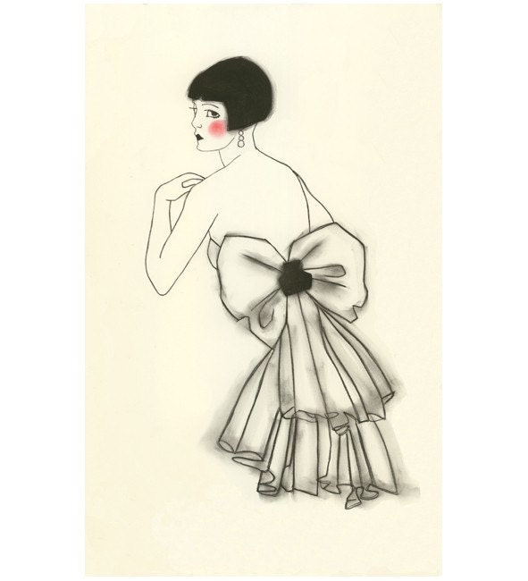 Art Deco fashion drawing -  Isabella - 4 X 6 print