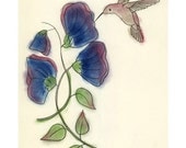 Bird print. Hummingbird Bird art  - Good Morning - 4" X 6" print