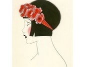 1920s Art Deco art print -  Poppy IV - 4 X 6