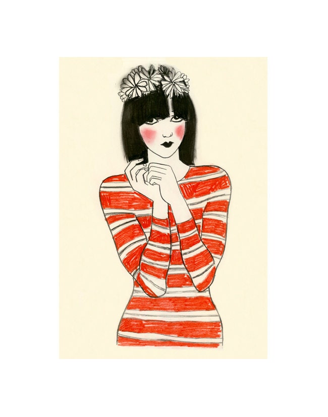 Fashion illustration   Cleo - 8.3 X 11.7 print